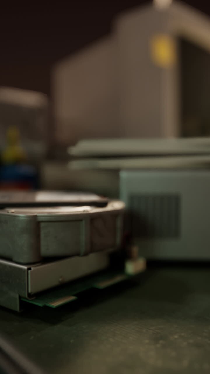 Close up of a computer hard drive