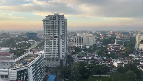 medan capital city indonesia north sumatra province city skyline buildings sunrise