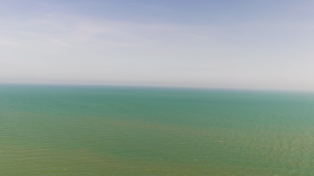 Aerial View Pan of the Sea and the Coast near Vung Tau.