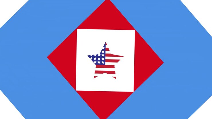 Animation of star on red, white and blue american flag colours