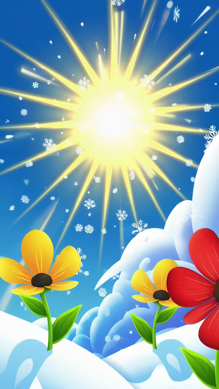 Winter Spring Mix Cartoon Illustration | Premium Stock Video Footage