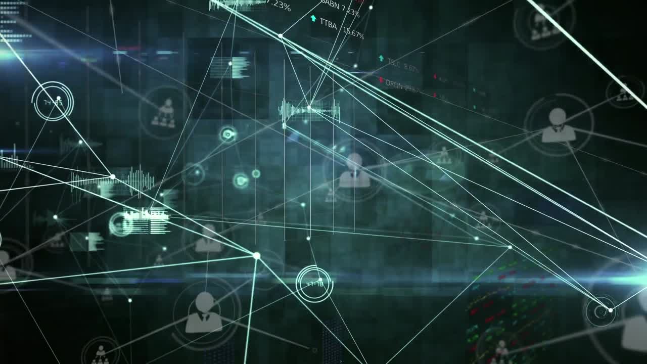 Animation of data processing on black background