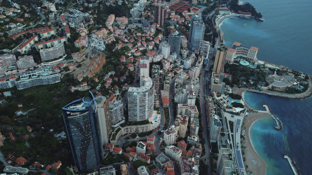 모나코 도시 풍경의 공중 풍경