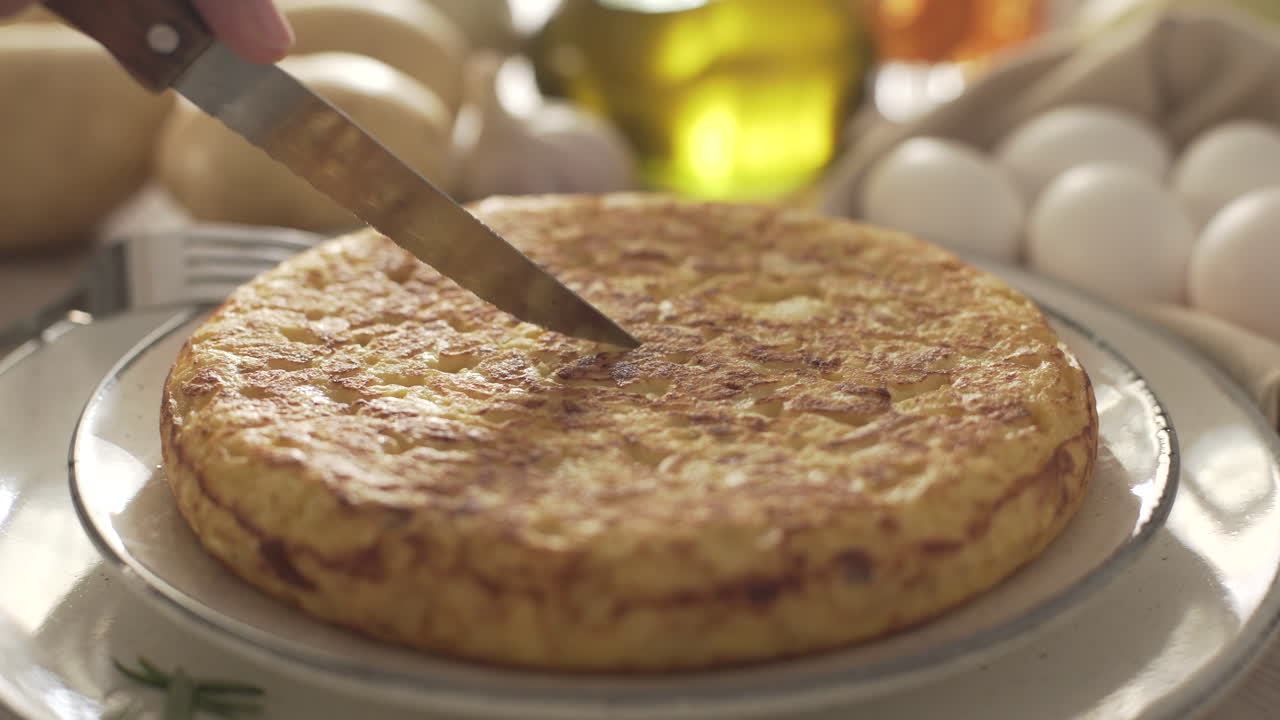 Spanish omelette, tortilla española. Close up