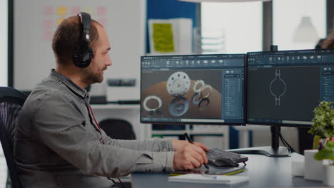 arquitecto diseñador que trabaja en un nuevo proyecto utilizando una computadora con software gráfico