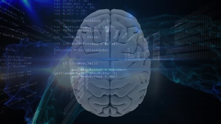 Animation of brain with technology and data processing