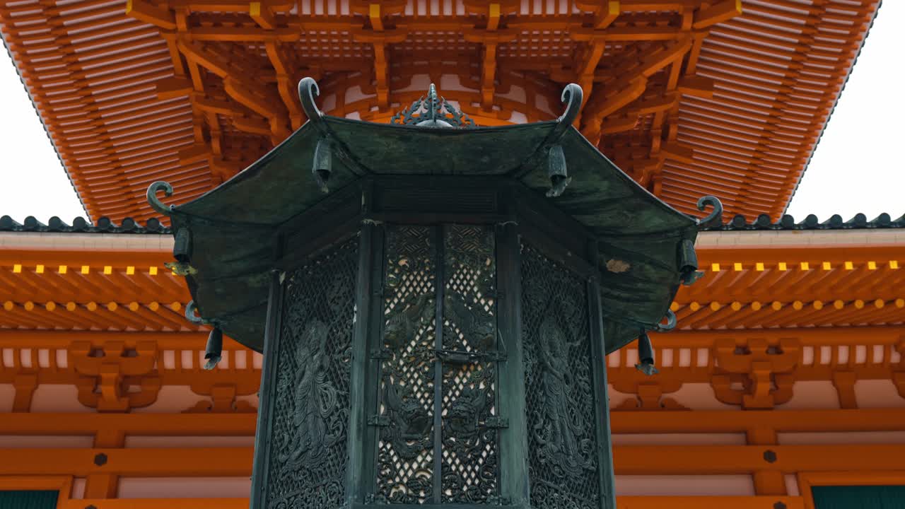 A cinematic shot of the iconic temple pagoda in Danjo Garan, located in the serene Mount Koya, Koyasan, Japan.
