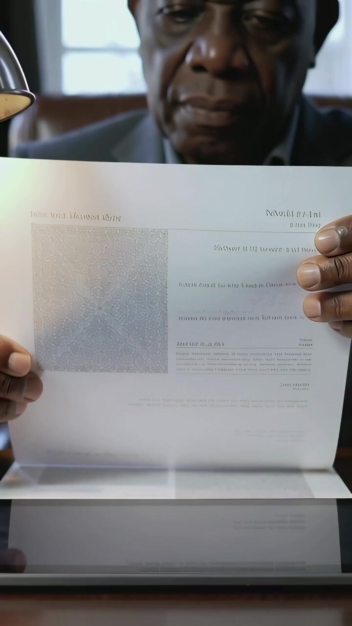 Vertical video: Lifting paper man in suit checking page for textured square at office with tablet