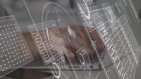 animación del procesamiento de datos con las manos utilizando una computadora portátil