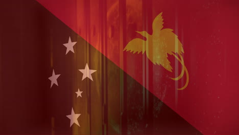 animation of flag of papua new guinea over server room