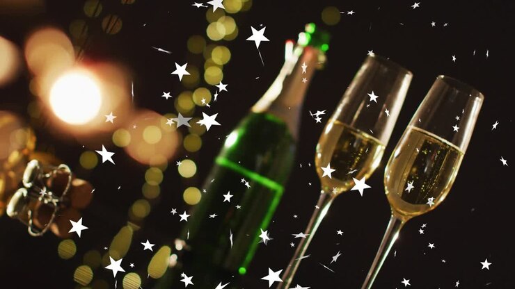 All'inizio, stelle fluttuanti su un set color champagne, che si raggruppano, svaniscono mentre le luci pulsano creando un bagliore