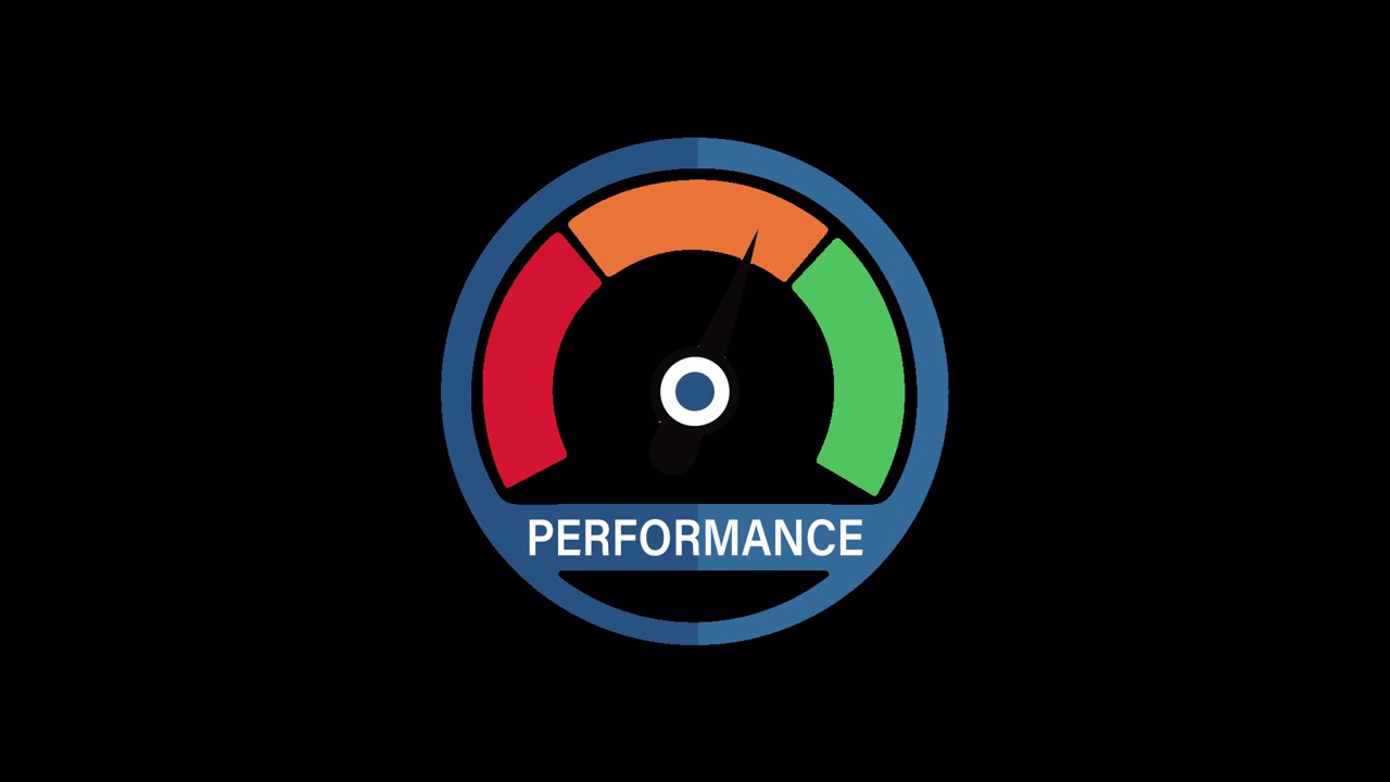 Animated Performance Gauge Indicator with Needle Moving to High Level