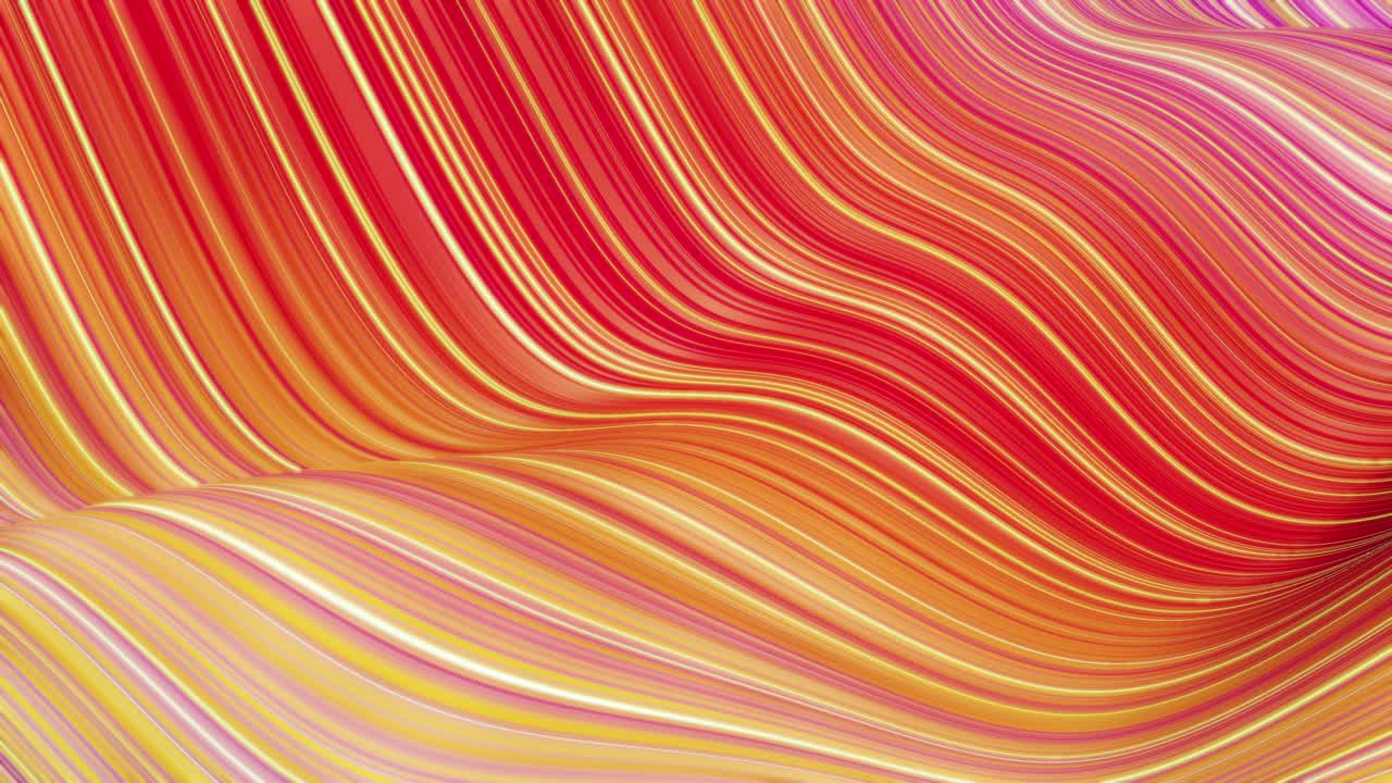 표면에 파동의 아름다운 추상적인 배경, 빨간색 노란색 색 gradients, 파동 또는 액체에 파동으로 줄무 직물 표면으로 extruded 선.