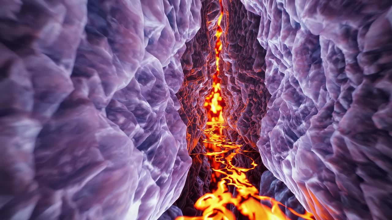Lava Flowing Through a Cave