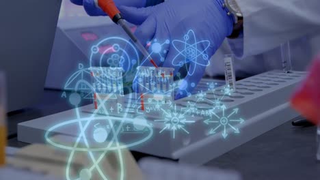 animación de ecuaciones matemáticas sobre el médico que toma muestras