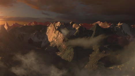 mountain range at sunset
