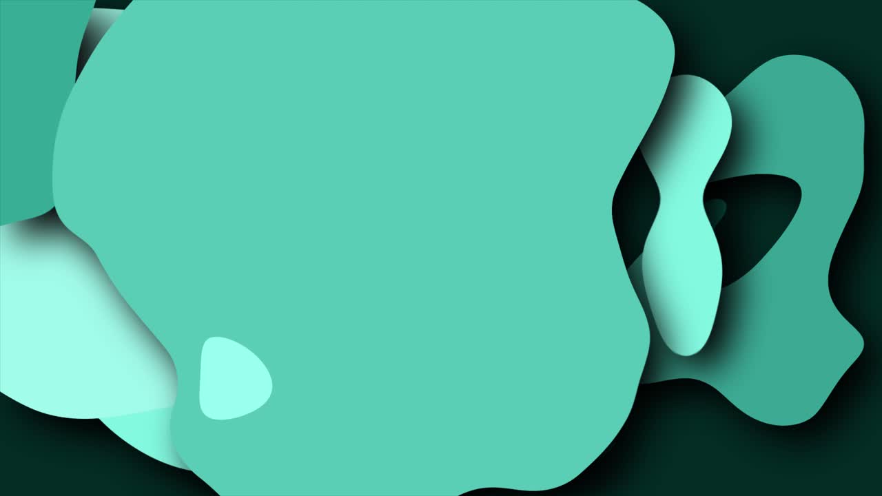2D animated swirling blobs and circles on a dark background with dynamic twisting abstract motion graphics painting style splotches and squiggles moving hypnotic visual effects colour cyan teal aqua