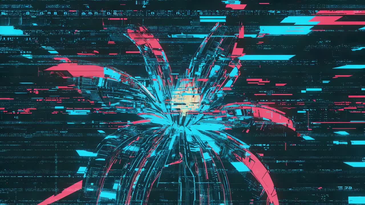 Abstract Psychedelic Flower with Glowing Petals