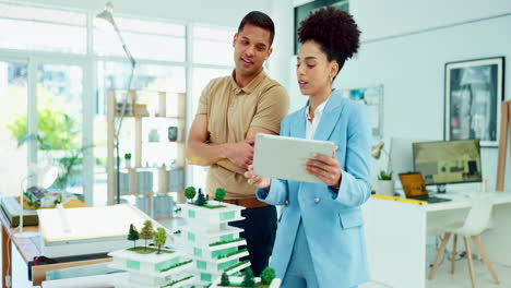 tablet, architect and planning real estate