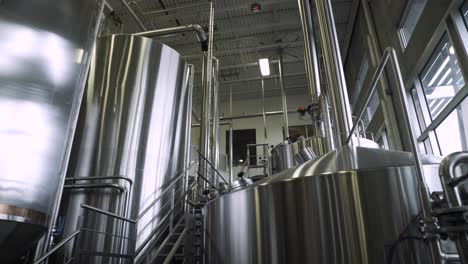 large brew kettles in brewery and distillery