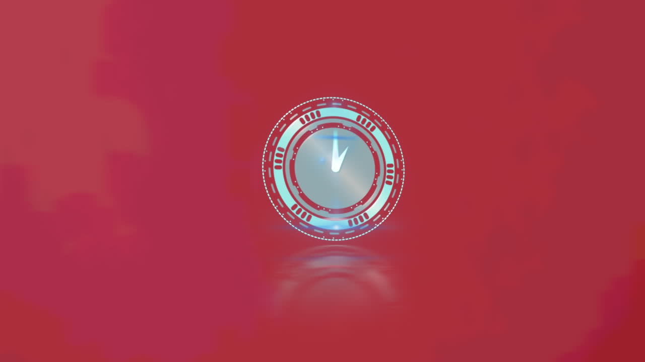 Animation of clock moving fast on red background