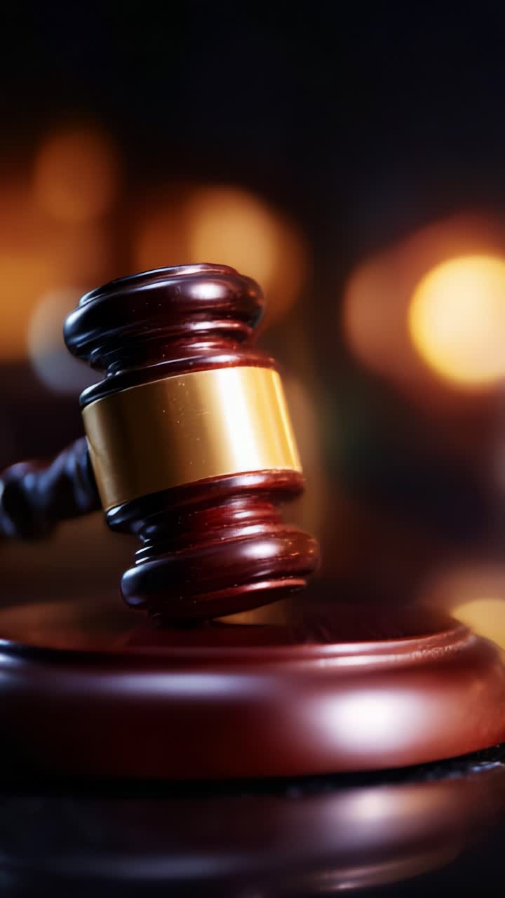 Captivating Close-Up of a Judge's Gavel Symbolizing Justice and Legal Authority Against a Softly Lit Background in a Courtroom Setting