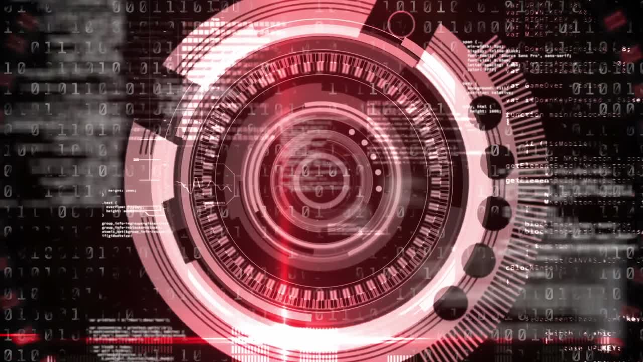 animación del giro del alcance sobre la codificación binaria y el procesamiento de datos