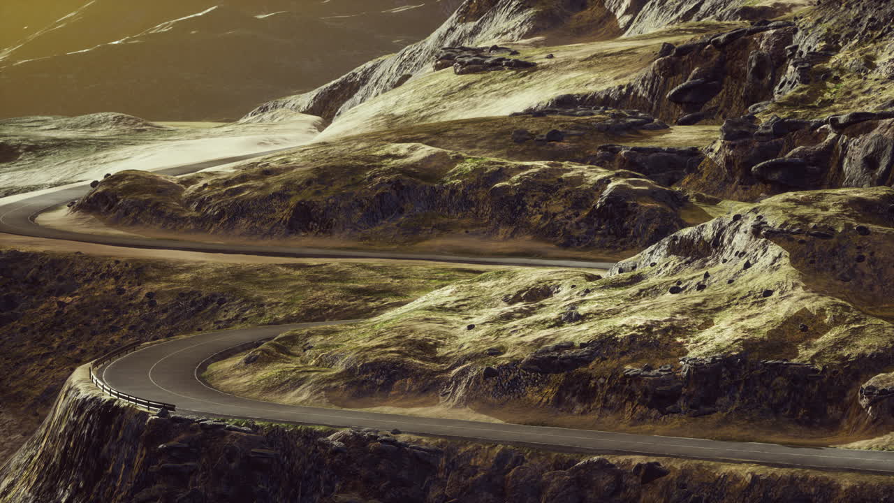 camino por el mar en la hora de la puesta del sol