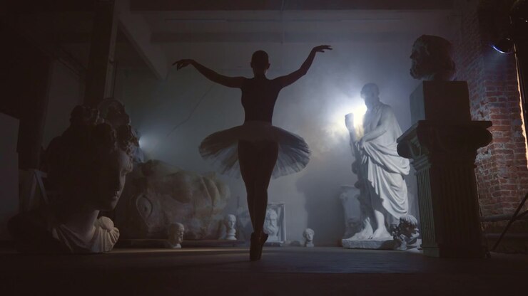 Ballerina Performing Graceful Dance in Sculptor Studio