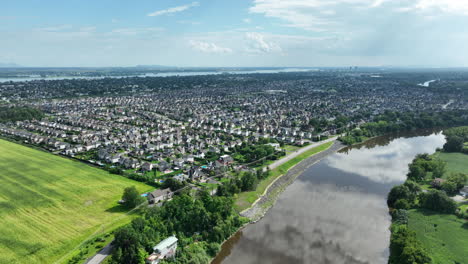 montreal suburb - aerial of homes and neighborhood