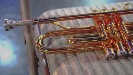 trumpet on a musical chair ready to be played for a concert.