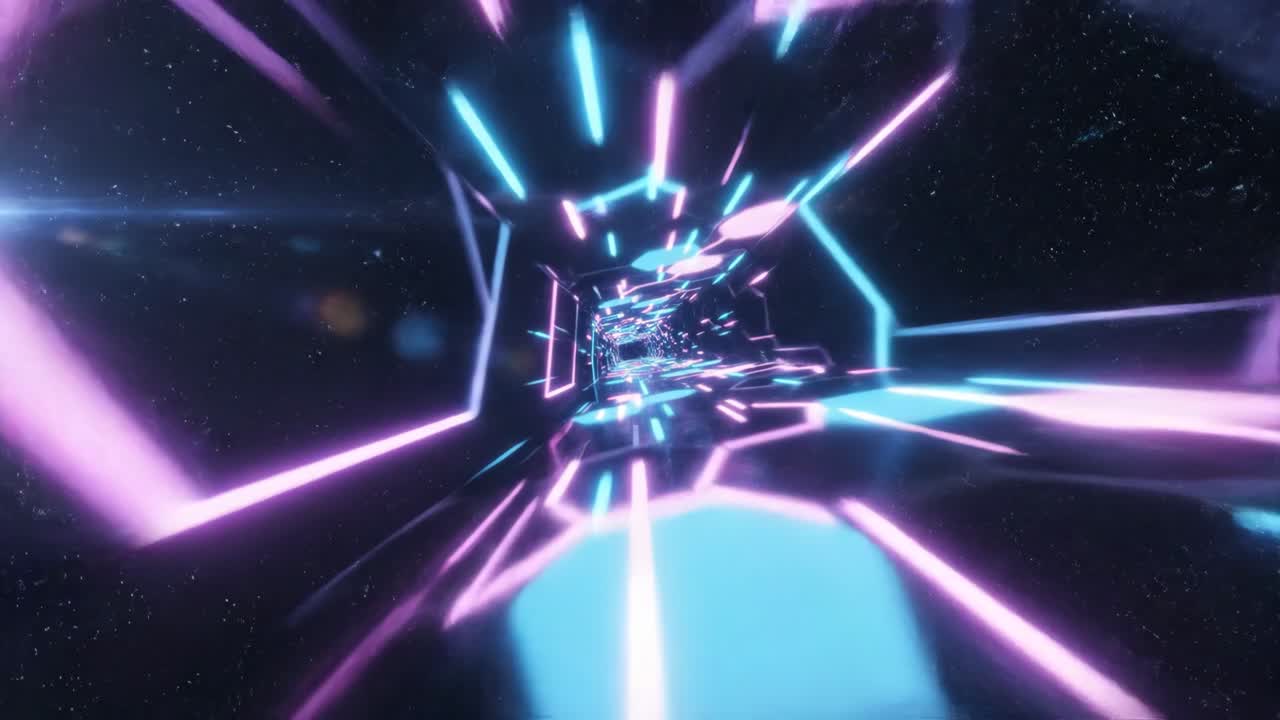 Neon Geometric Tunnel Through Space