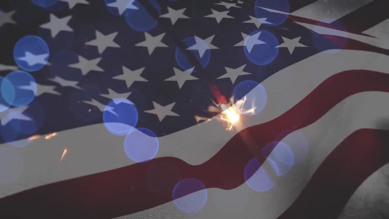 American flag with Bengal lights