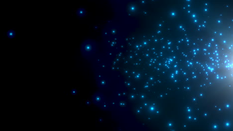 partículas azules en movimiento y estrellas en el fondo abstracto de la galaxia 4