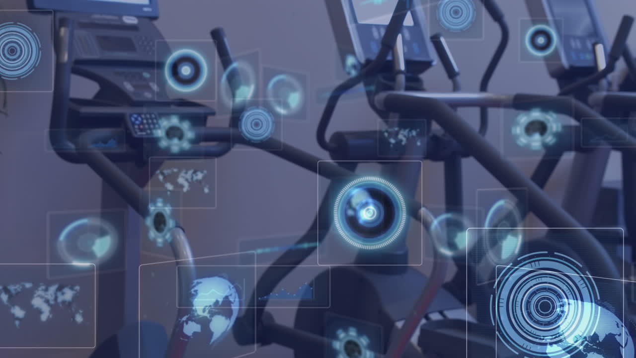 체육관 장비를 통해 데이터 처리의 애니메이션