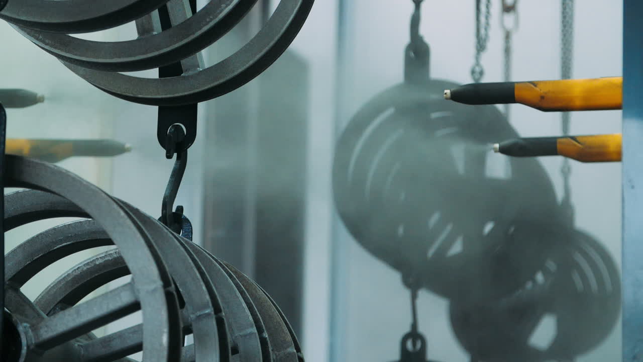 인간의 참여 없이 기업의 작업장에서 부품을 칠하는 것