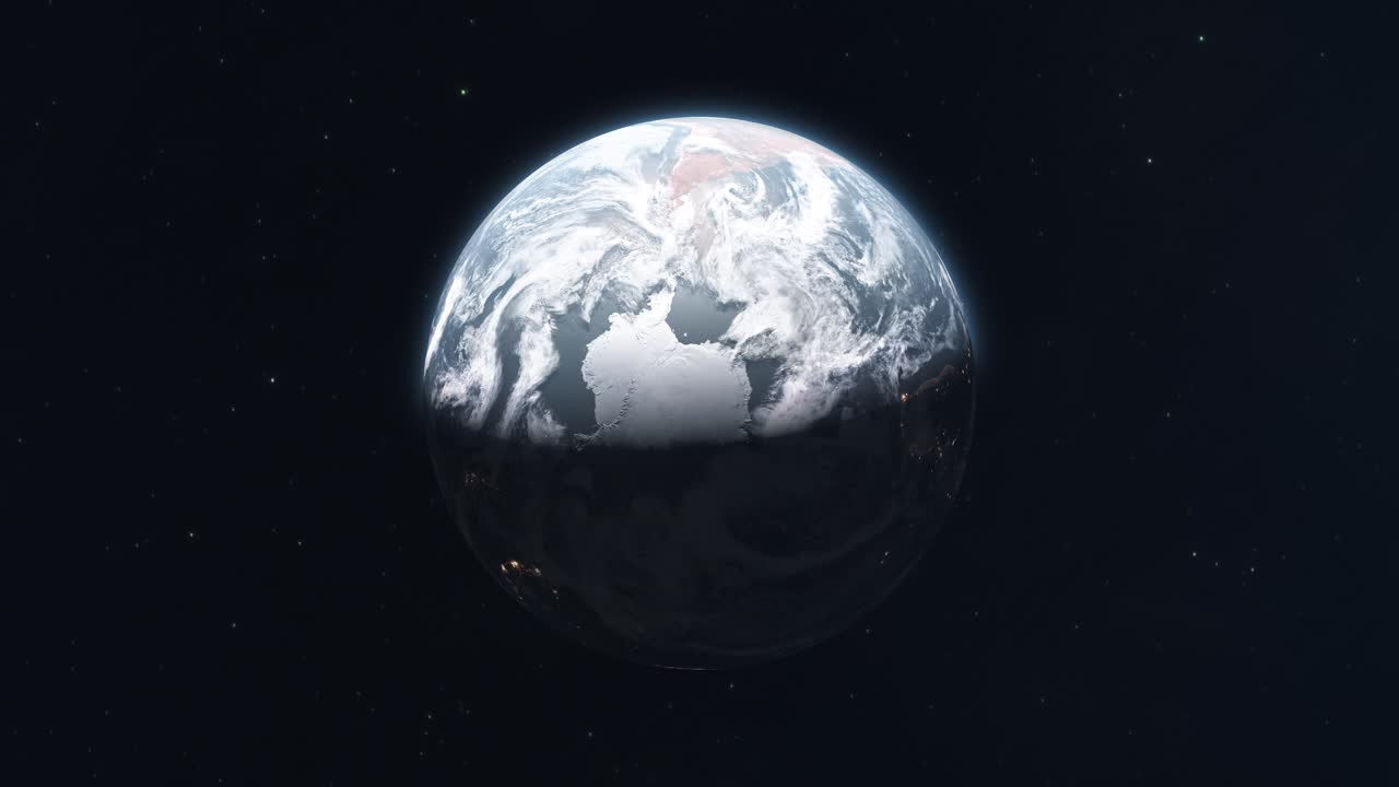 South Pole Seen From Earth Orbit Over the Course of 24 Hours Showing Midnight Sun due to the Seasons and the Inclination of the Planet