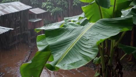 Rainstorm in a Tropical Village