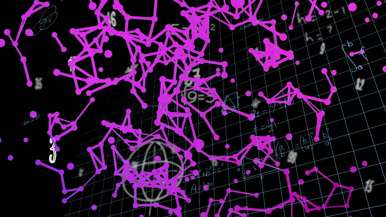 animación de formas que se mueven sobre ecuaciones matemáticas