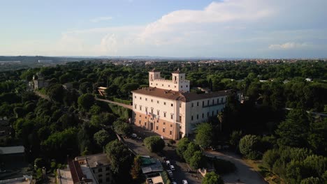 aerial drone shot above villa medici