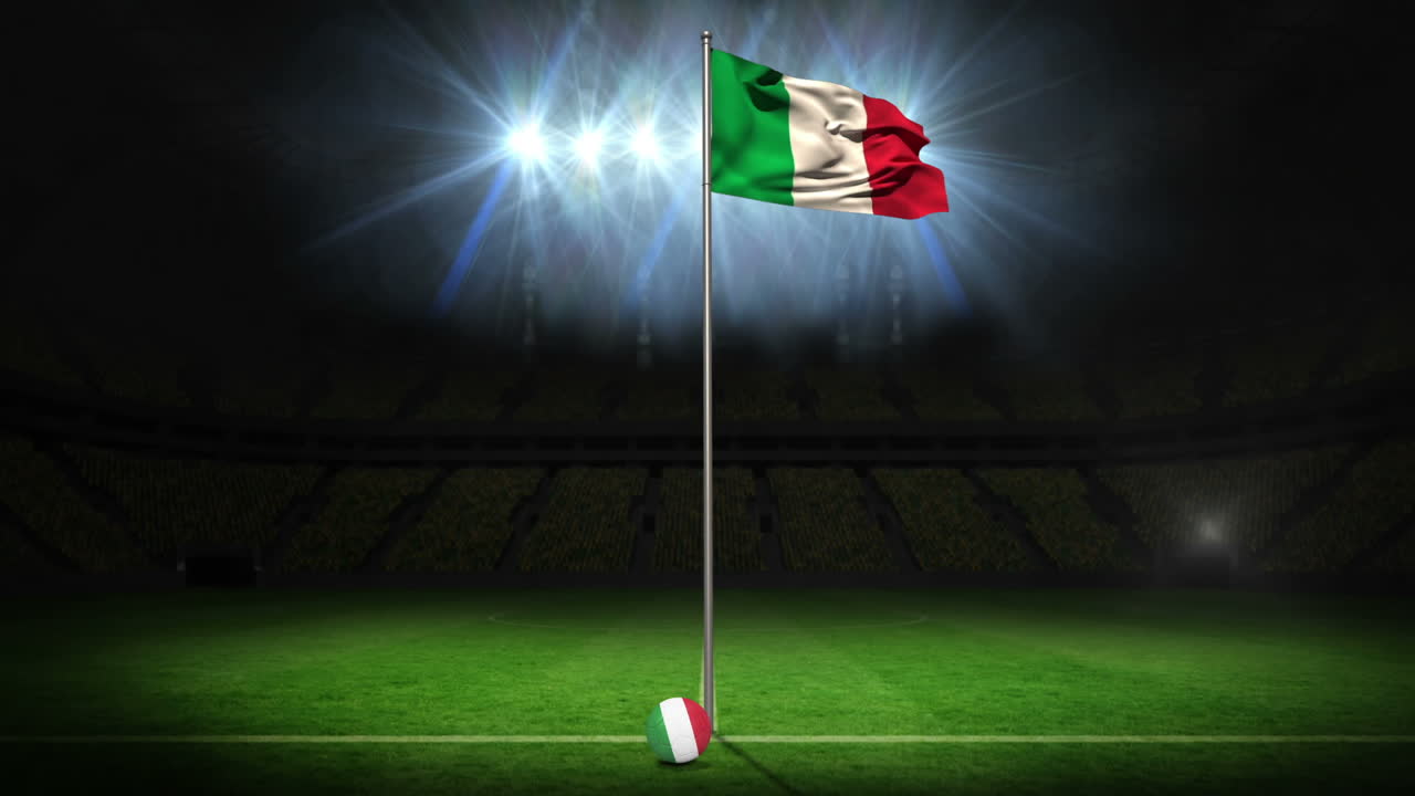 bandera nacional de italia ondeando en el mástil de la bandera