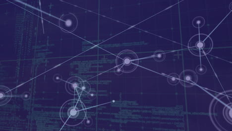 animación de la red de conexiones y procesamiento de datos sobre fondo negro