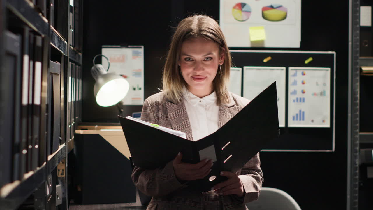 Businesswoman working with documents in office