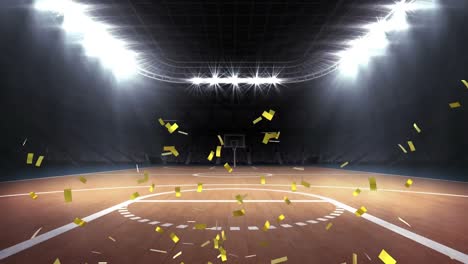 Animation-of-confetti-falling-over-basketball-court-sports-stadium