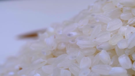 grains of raw rice rotate close-up