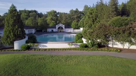 drone flyover greenbrier resort pool west virginia