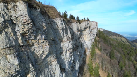 close aerial of rock cliff faces, wandfluh solothurn, switzerland