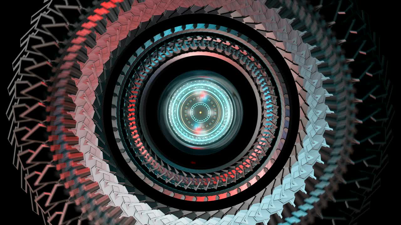 círculo de alta tecnología de movimiento gráfico, ojo mecánico robótico. bucle. alfa incluido.