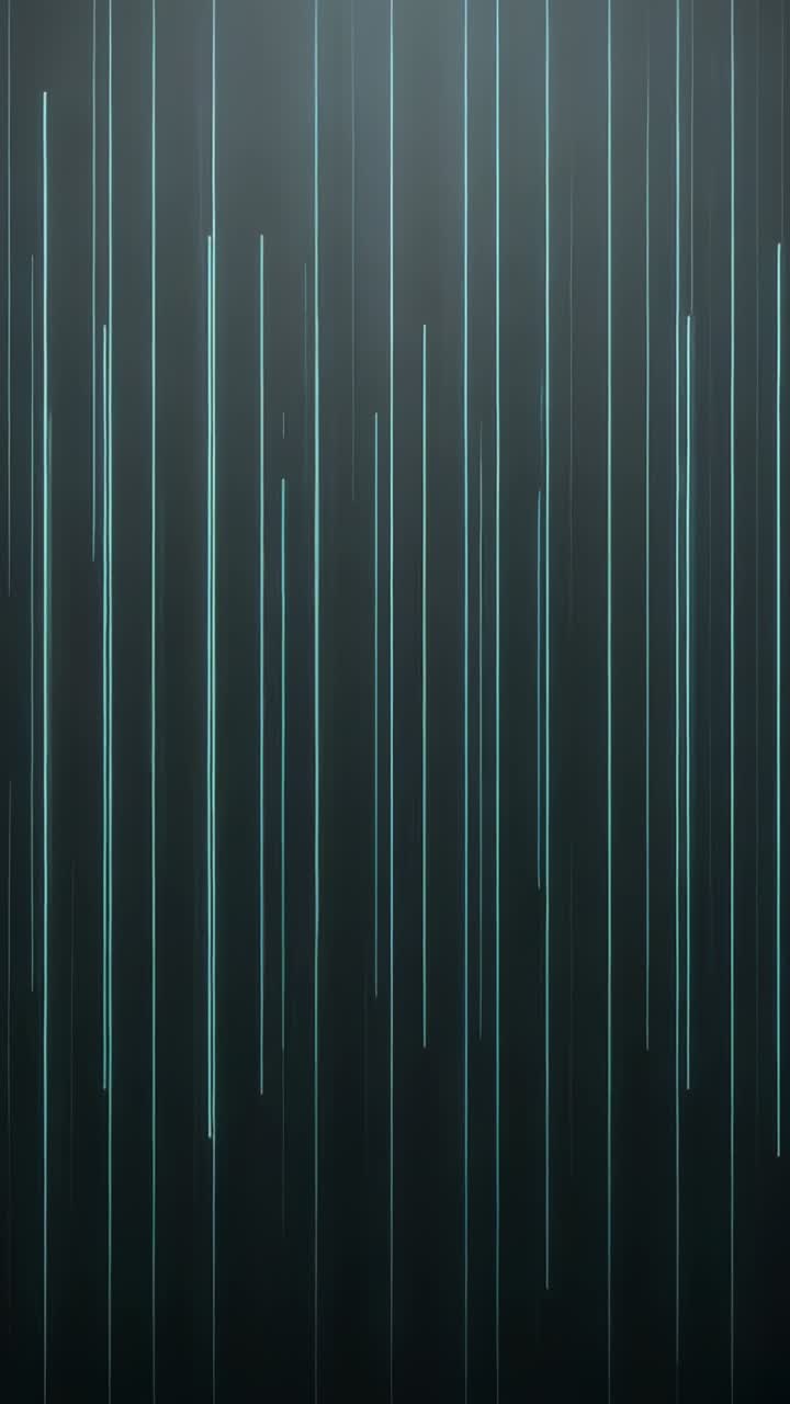 Vertical video: Starting vertical cyan-teal streaks growing on dark gradient for looping background