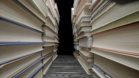 tall stacks of books